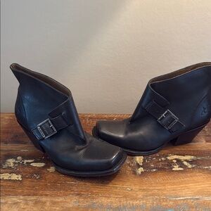 John Fluevog the Shana Black Leather Ankle Booties